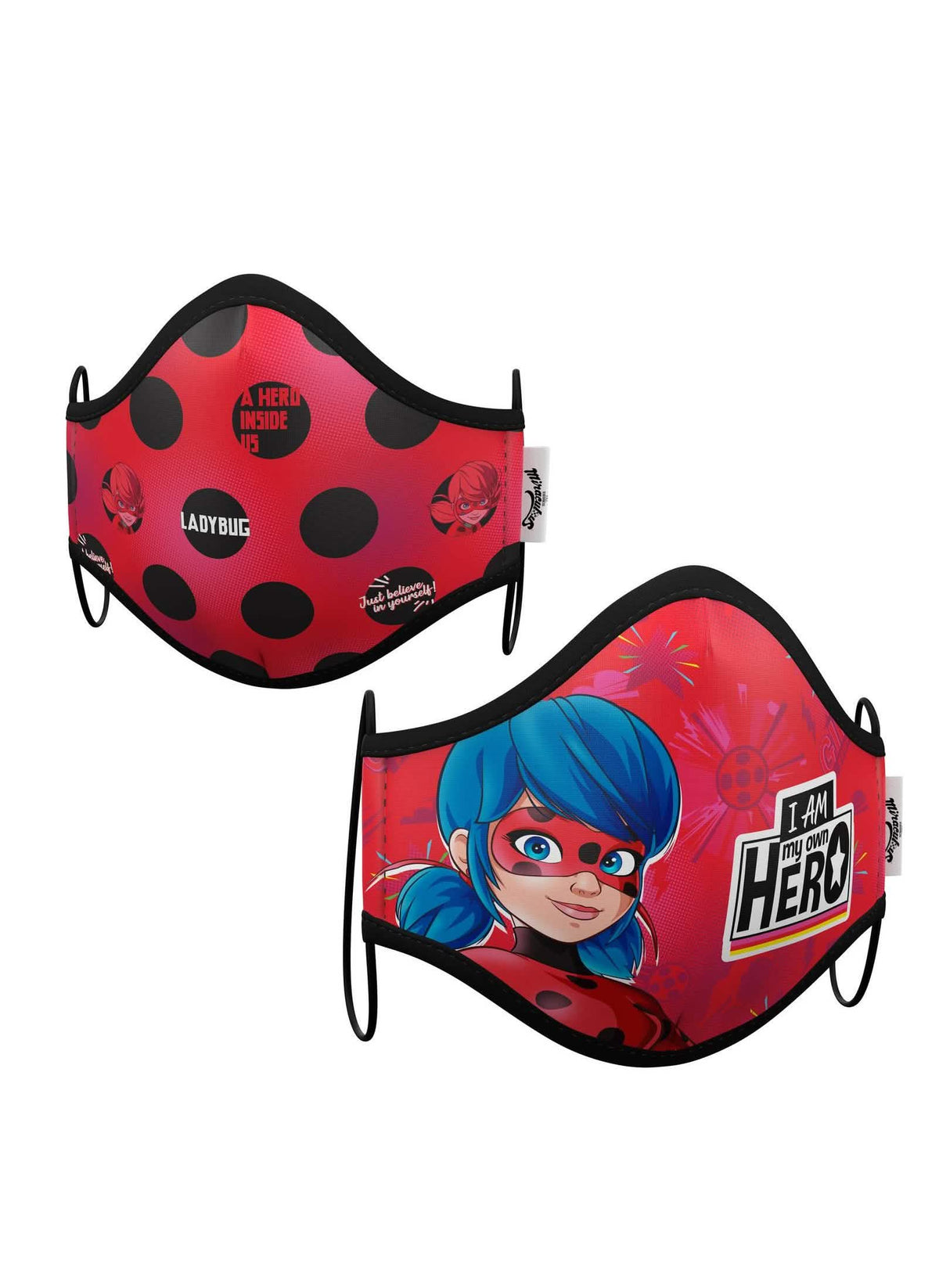Wiederverwendbare Schutzmasken Ladybug für Kinder Rot und Schwarz mit Punkten