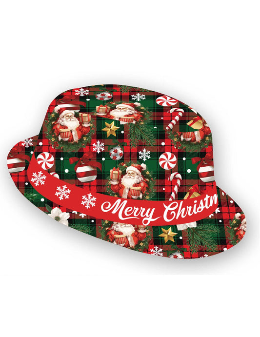 Vue de profil du Borsalino tartan et motifs de Noël