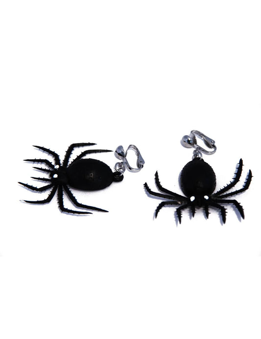 Détail du système d'attache à clips des boucles d'oreilles araignées