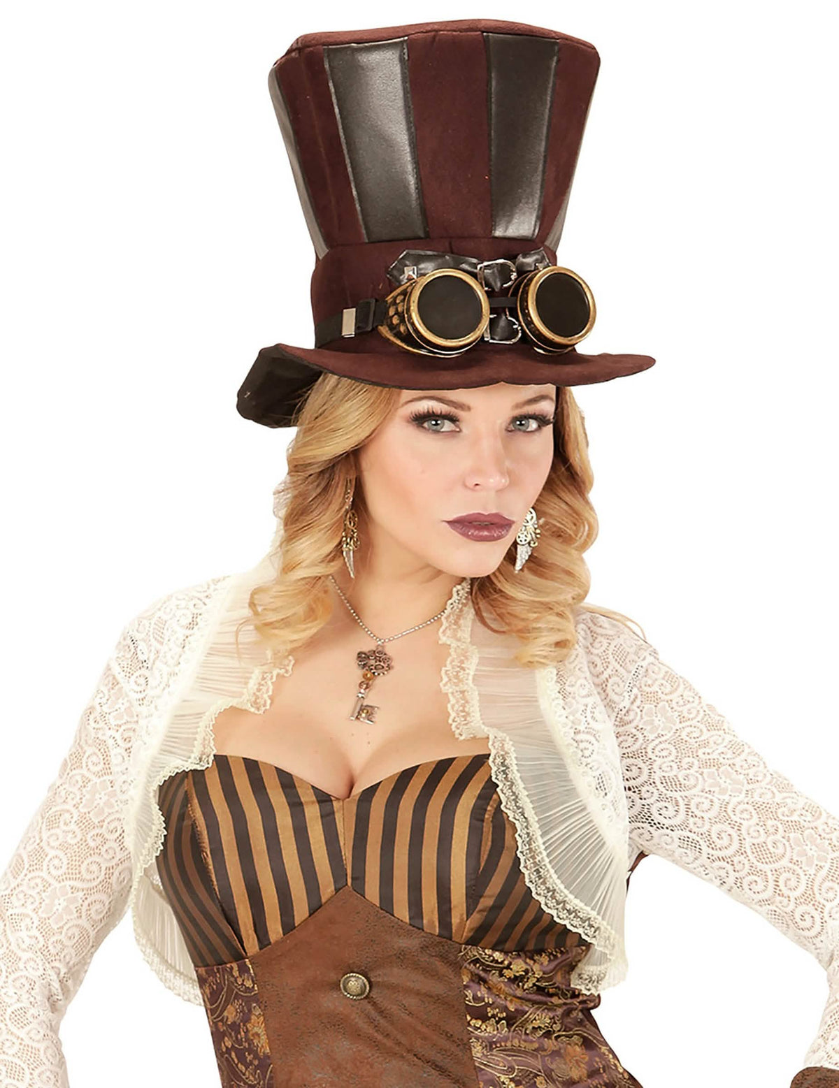 Frontalporträt der Steampunk-Ohren mit Zahnrädern und Federn für Erwachsene