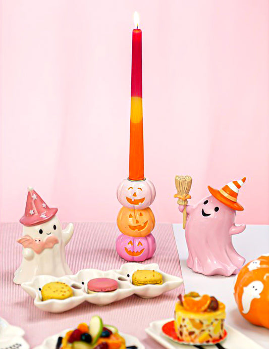 Summerween-Kerzenhalter mit 3 Kürbissen aus Polyresin 13 cm
