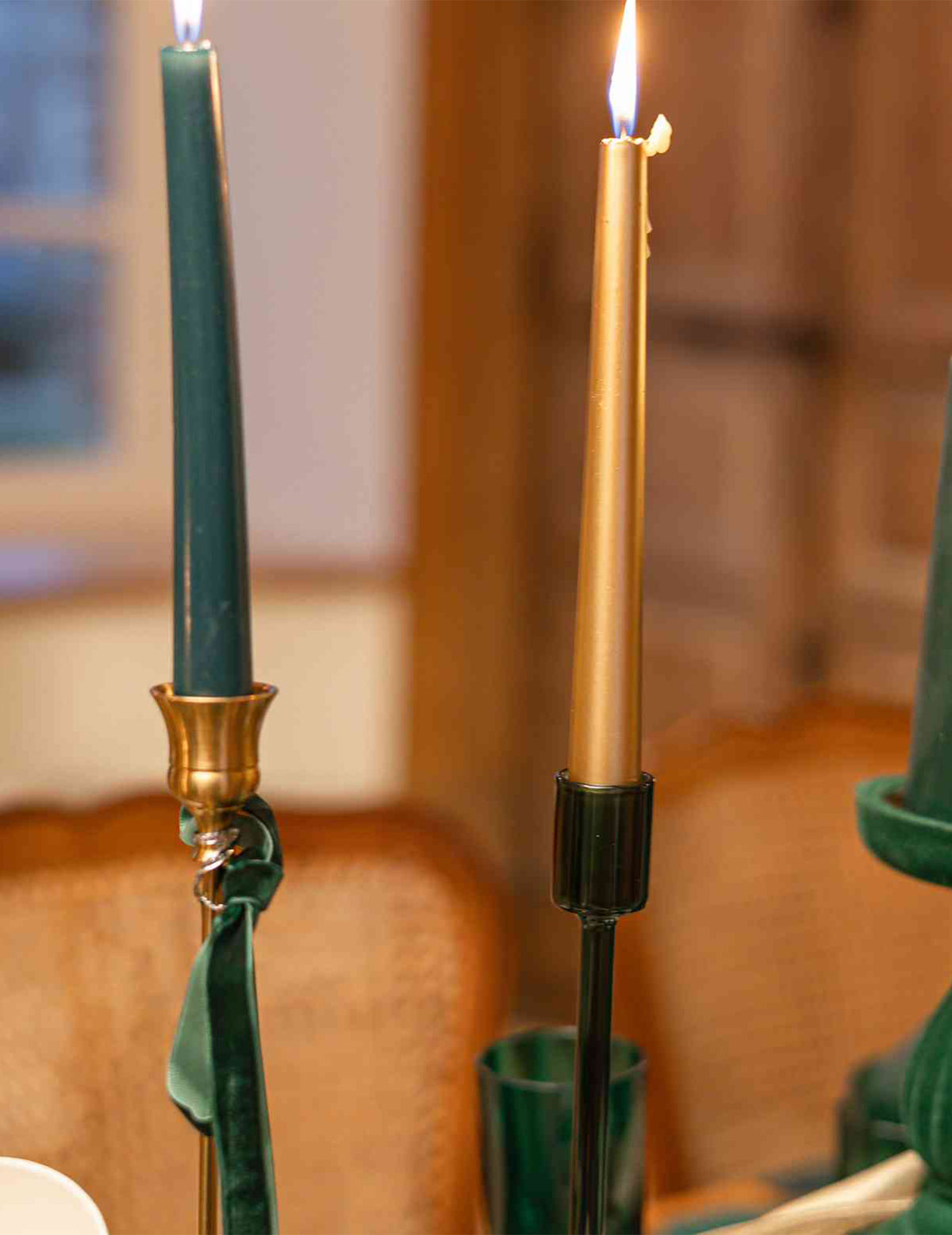 Glas-Kerzenständer Élégance dunkelgrün 20 cm