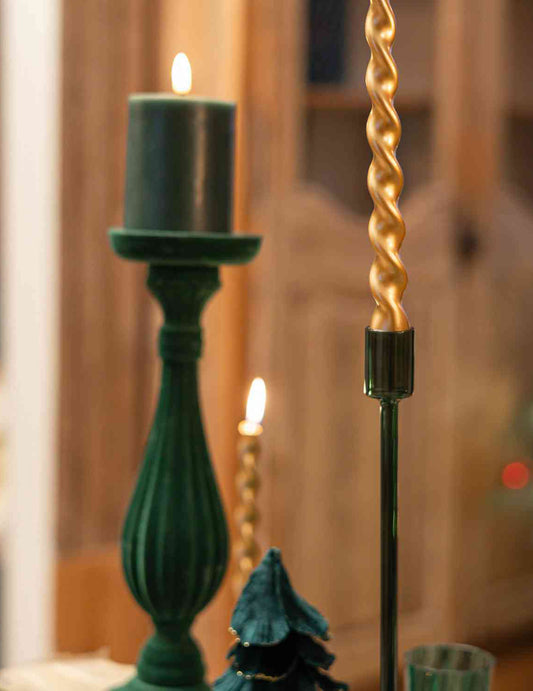 Dunkelgrüner Glas-Kerzenhalter Elegance 30 cm