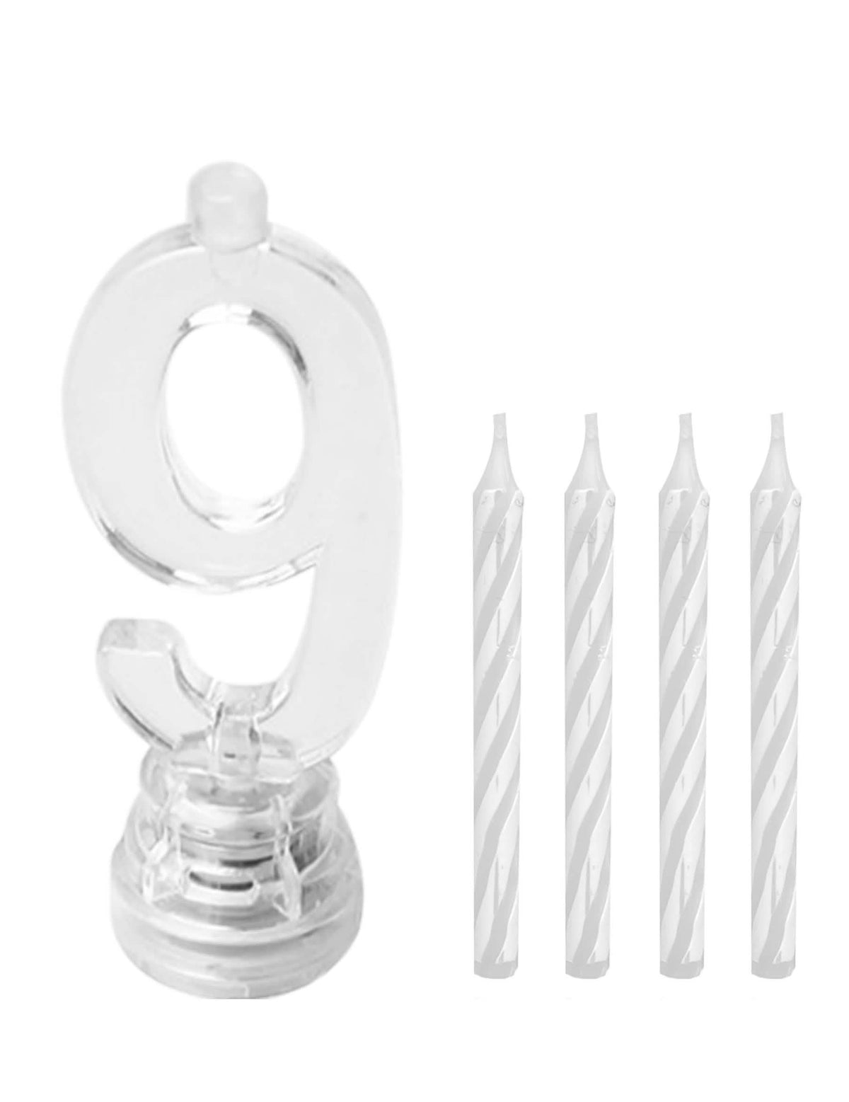 Detail des Halters und der Kerzen der LED-Lichtkerze Zahl 9