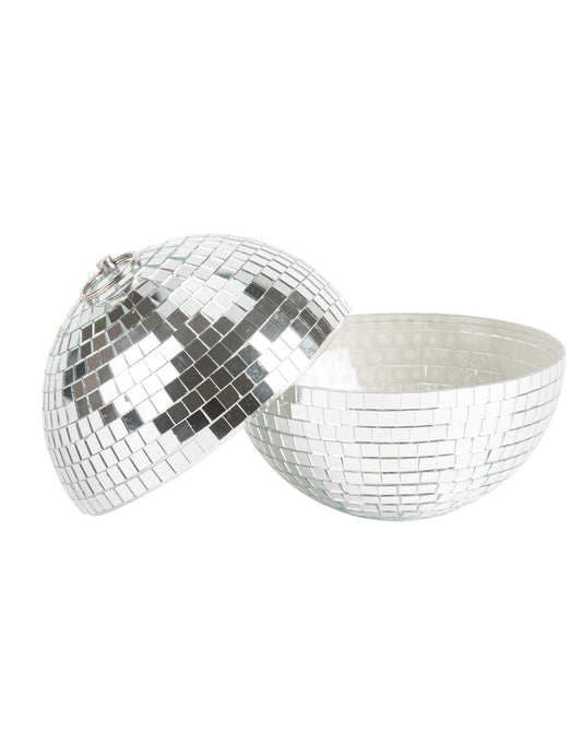 Discokugel zum Aufhängen, Spiegelglas, Silber, 16cm, steckbar, Disco-Deko