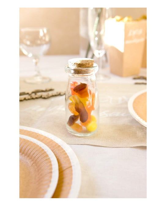 Glasflasche mit Korkverschluss 9,5 cm transparent für Candy Bar