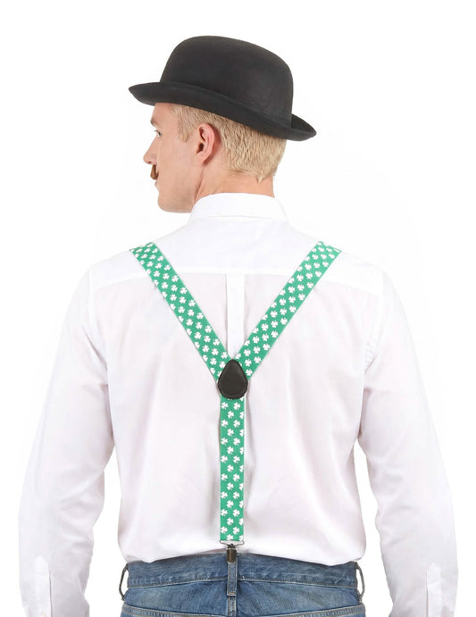 Grüne Hosenträger mit weißen Klee