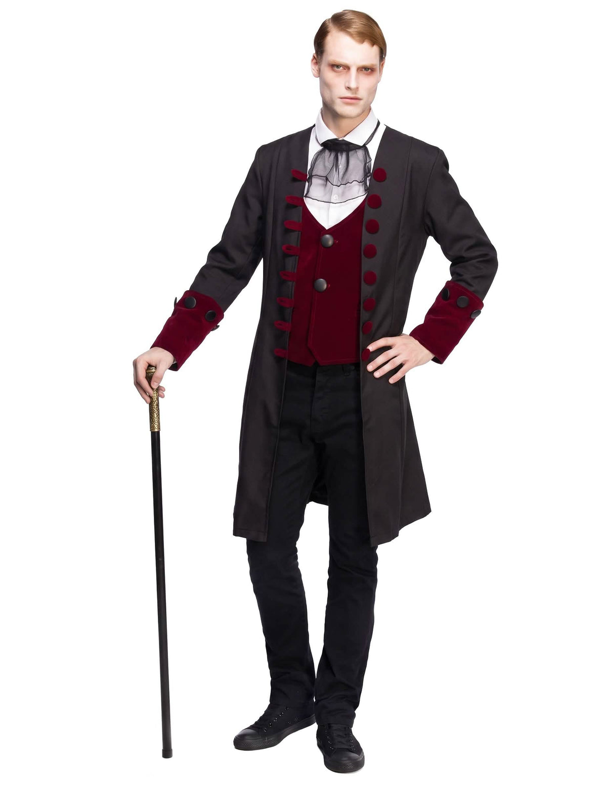 Gehstock Halloween Kostüm-Accessoire schwarz-gold 108 cm