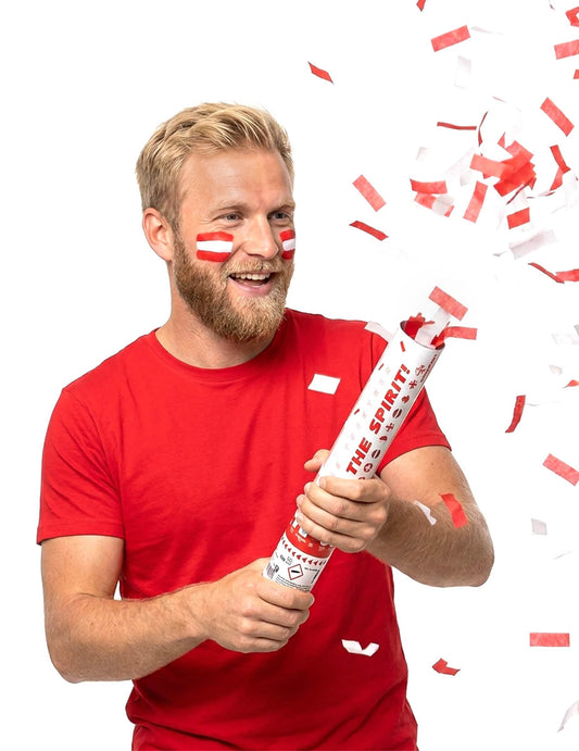 Rot-weiße Konfettikanone