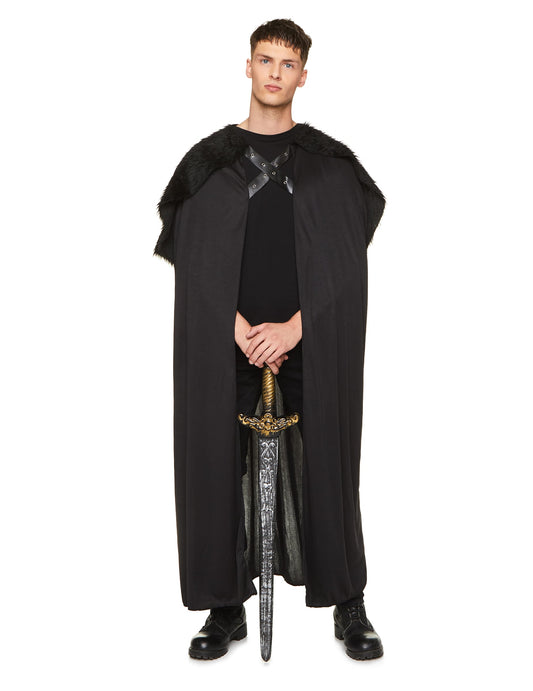 Vue d'ensemble avec épée de la cape avec fourrure médiévale