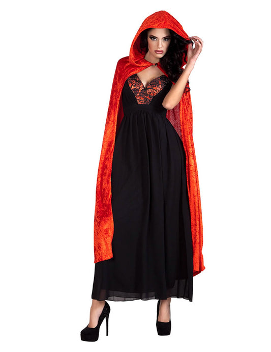 Halloween Umhang aus rotem Samt für Erwachsene 120 cm
