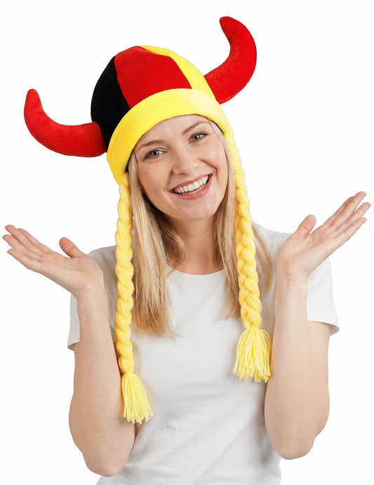 Stoffhelm mit Hörnern und Zöpfen, Deutschland-Fanartikel