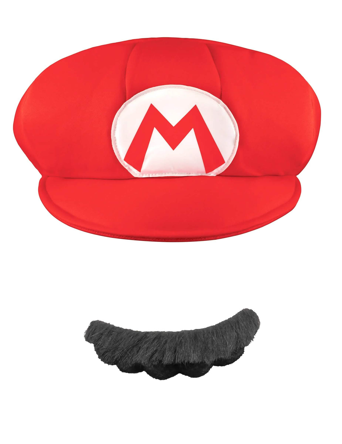 Vorderansicht der Mario-Kappe und des Schnurrbarts