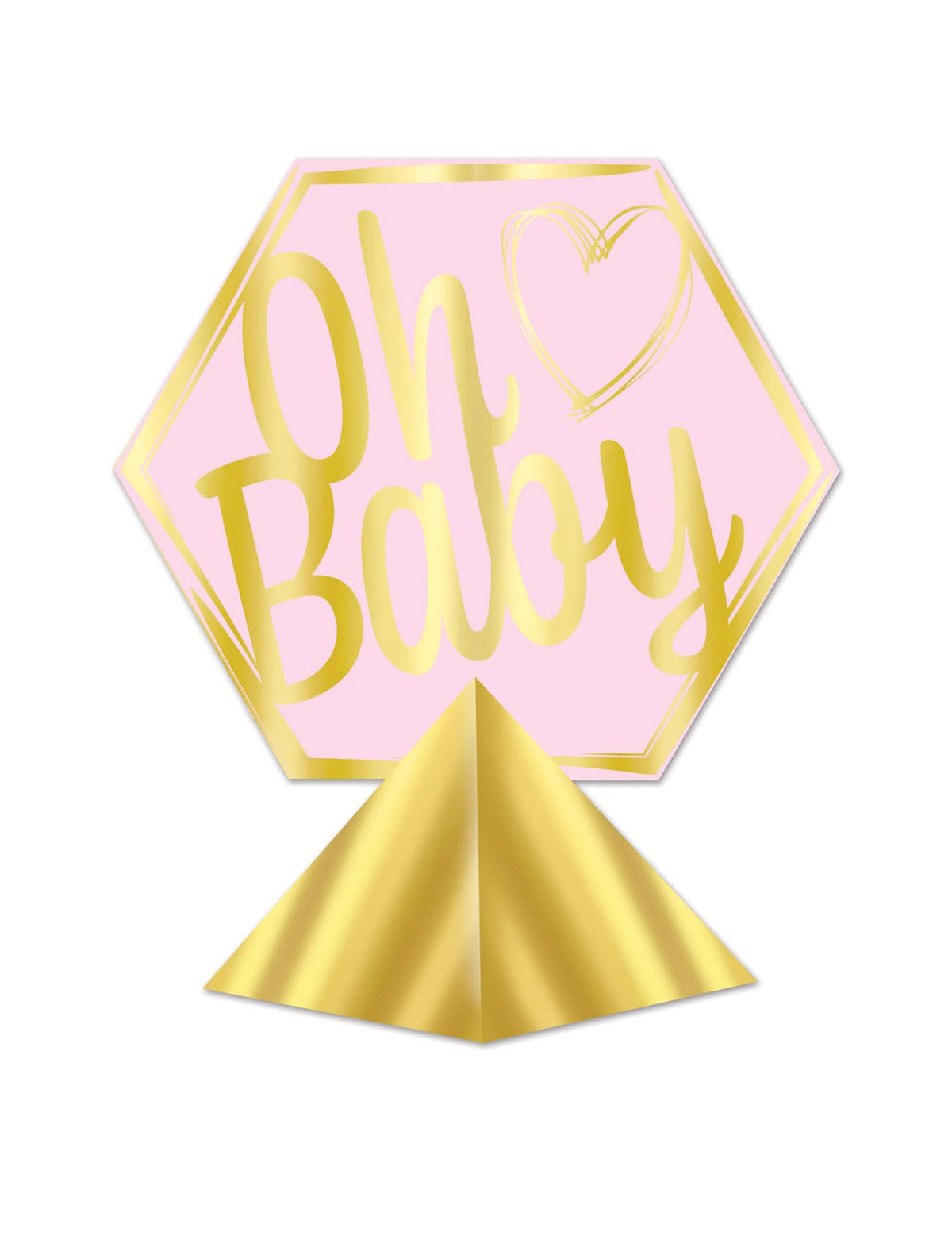 Centre de table Oh Baby pour baby shower rose et doré