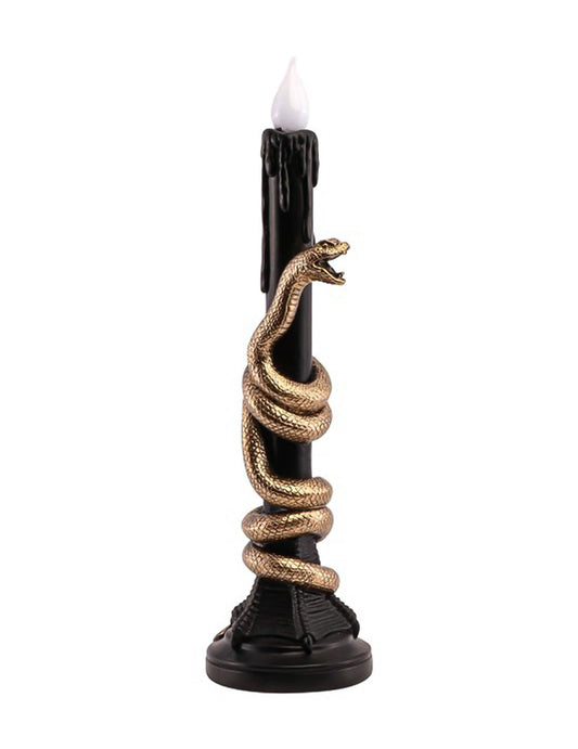 LED-Kerzenleuchter mit Schlangen-Motiv schwarz & gold 41 cm