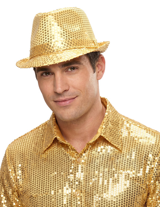 Paillettenhut gold für Erwachsene