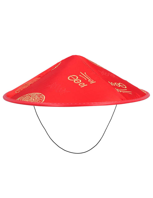 Vue de profil avec élastique du chapeau chinois pour adulte