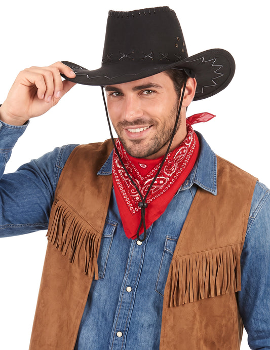 Schwarzer Cowboy Hut für Erwachsene
