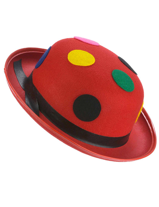 Vue de profil du chapeau melon clown à pois