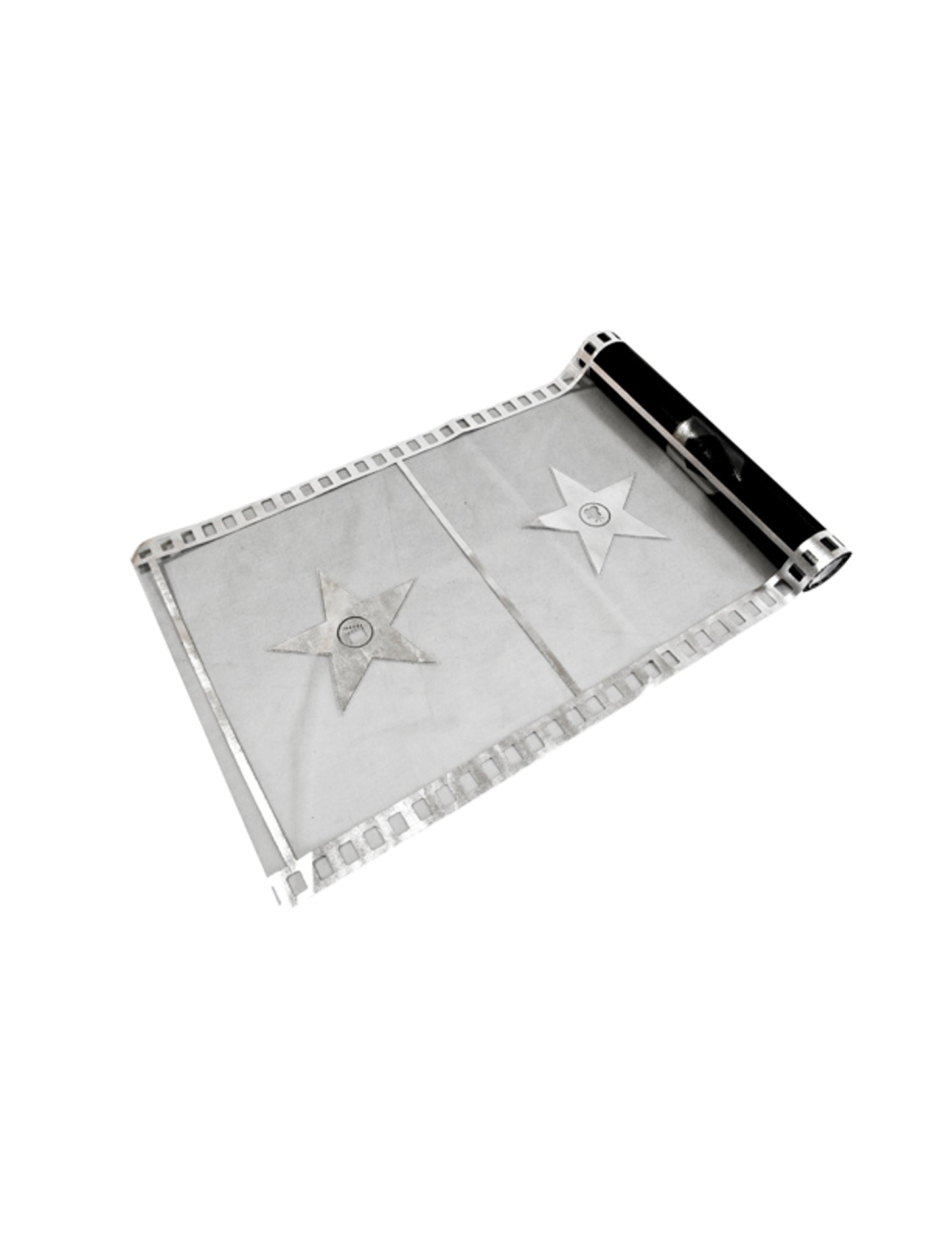 Chemin de table organza cinéma pour fête noir à motifs pellicule et étoiles