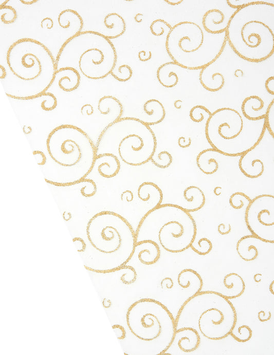Détail des motifs du chemin de table organza arabesques pailletées