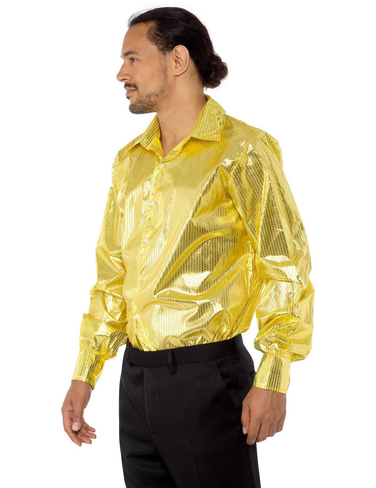 Vue de trois-quarts de la chemise Disco (70er) pour Herren à sequins dorés