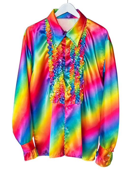 Discohemd Regenbogen für Herren bunt