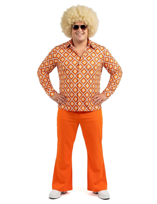 70er-Jahre Retrohemd für Erwachsene Orange
