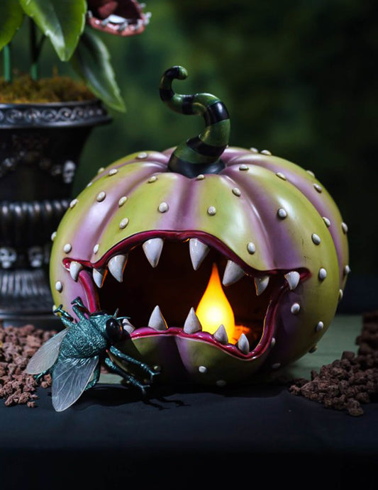 LED Dekofigur fleischfressender Kürbis Halloween 28 x 28 cm