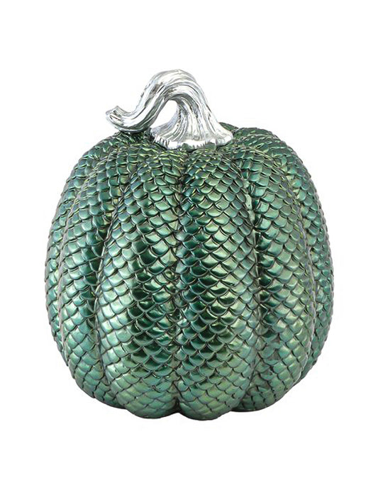 Deko Kürbis aus Polyresin grün irisierend Schlangenhaut-Effekt 20 cm