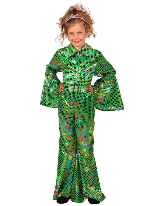 Pailletten-Disco-Overall grün für Mädchen