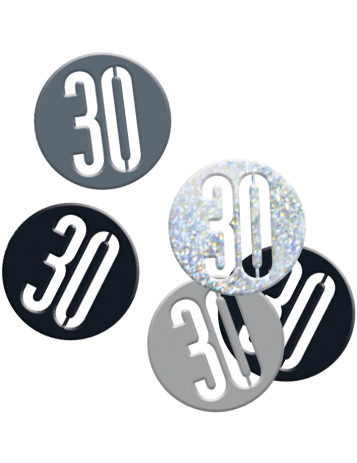 Confettis âge 30 ans pour anniversaire gris et noirs