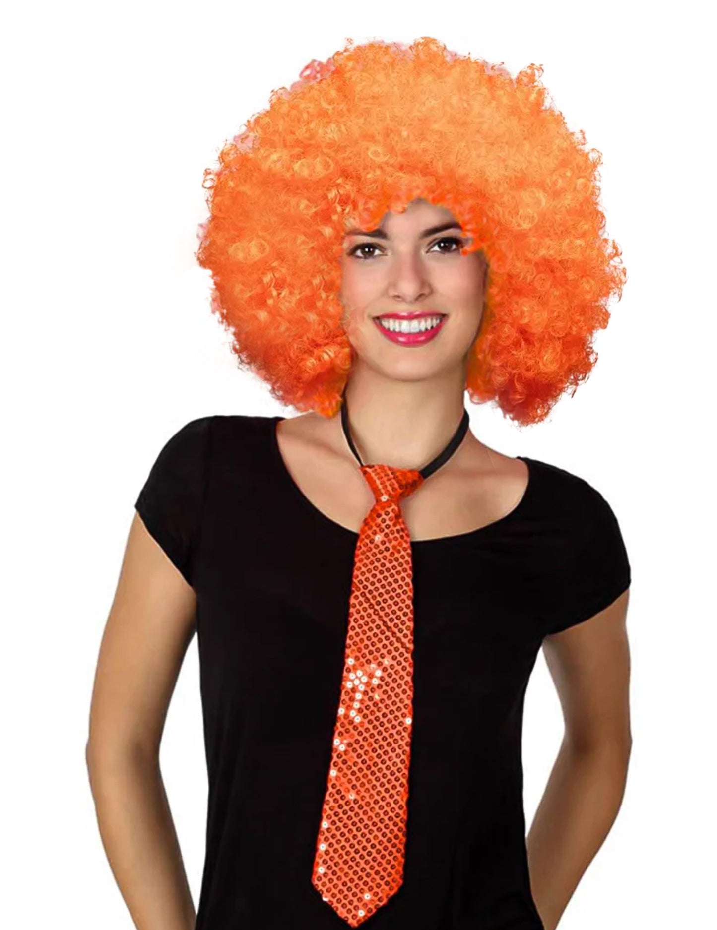 Cravate à sequins orange pour adulte