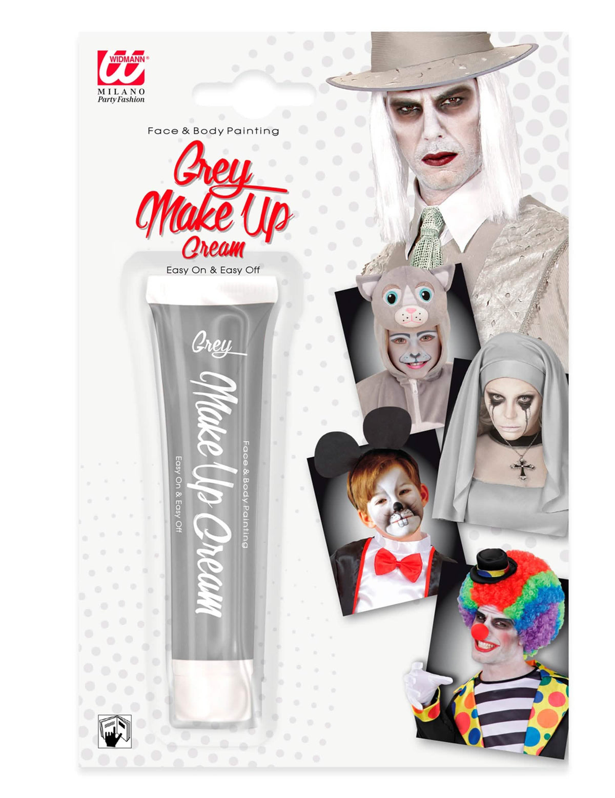 Ansicht der Verpackung der grauen Halloween-Schminkcreme