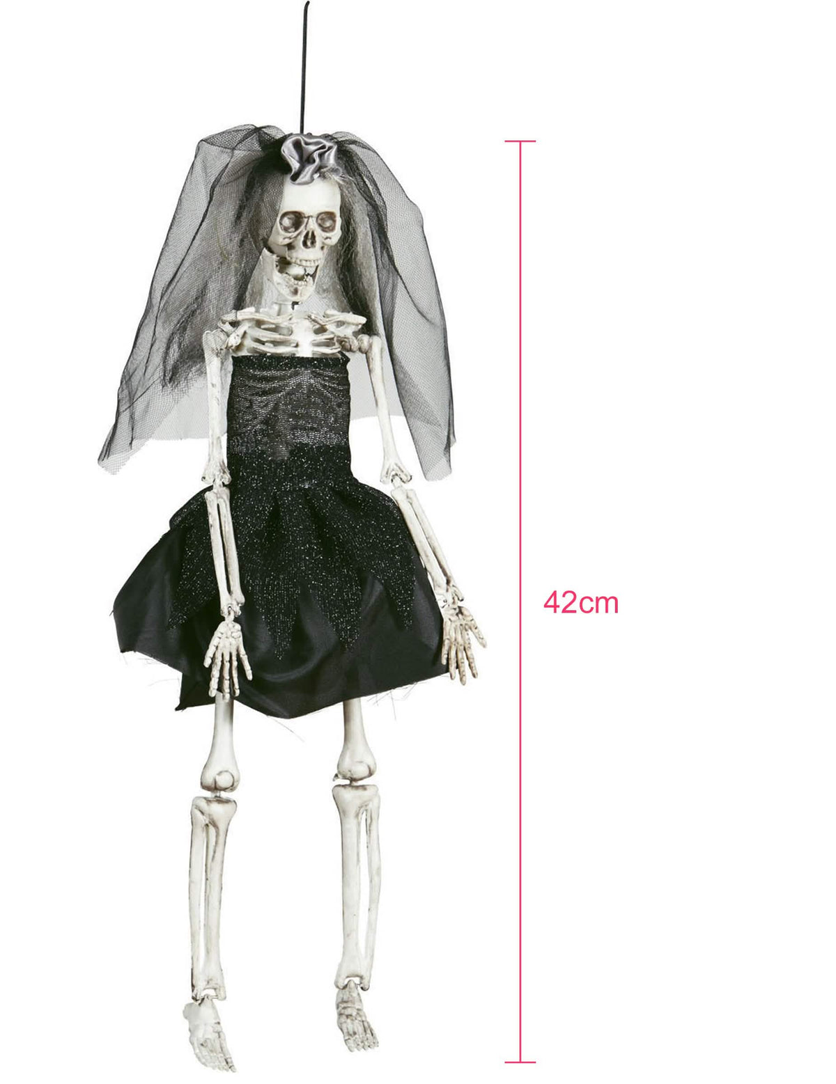 Vue de face de la décoration mariée noire pour Halloween