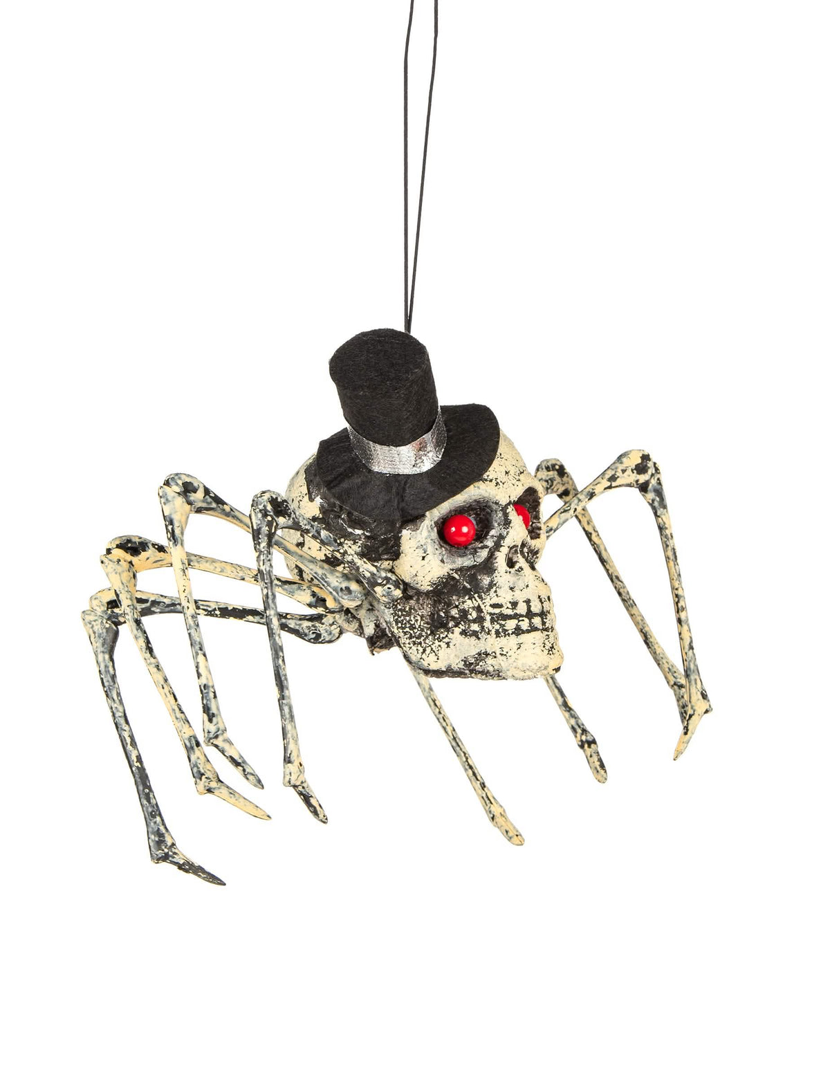 Vue de trois-quarts de la décoration squelette araignée Halloween