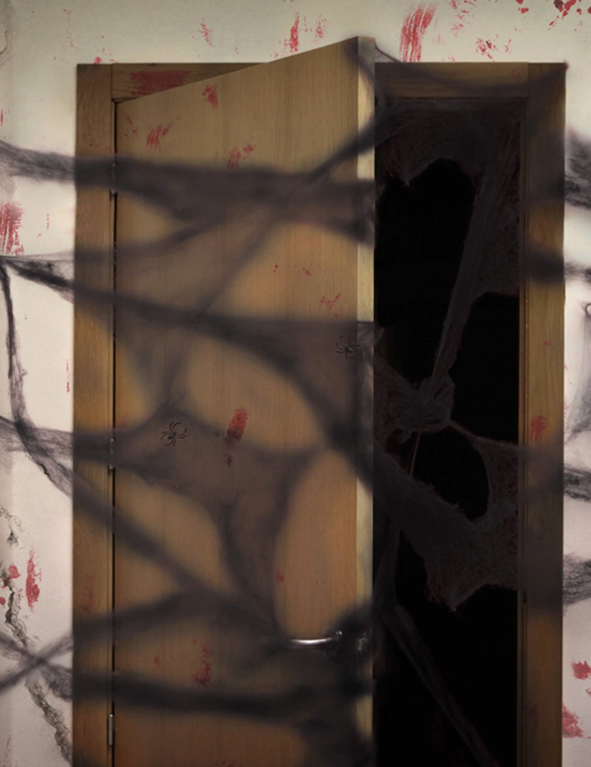 Décoration toile d'araignée pour Halloween noire avec araignées