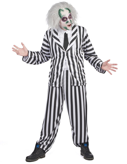 Vue de face du déguisement Beetlejuice pour homme