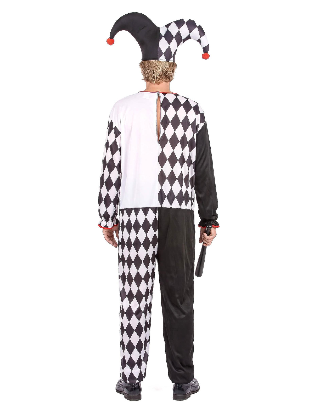 Harlekin Herrenkostüm schwarz-weiss-rot