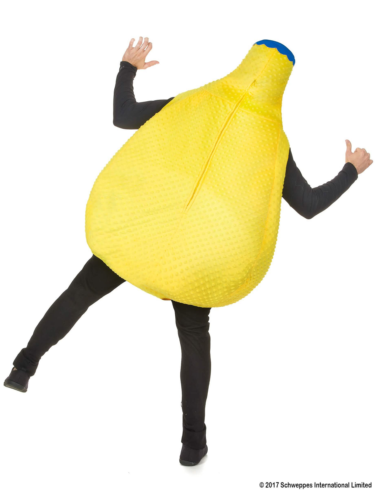 Rückansicht des Orangina™-Flaschenkostüms für Erwachsene