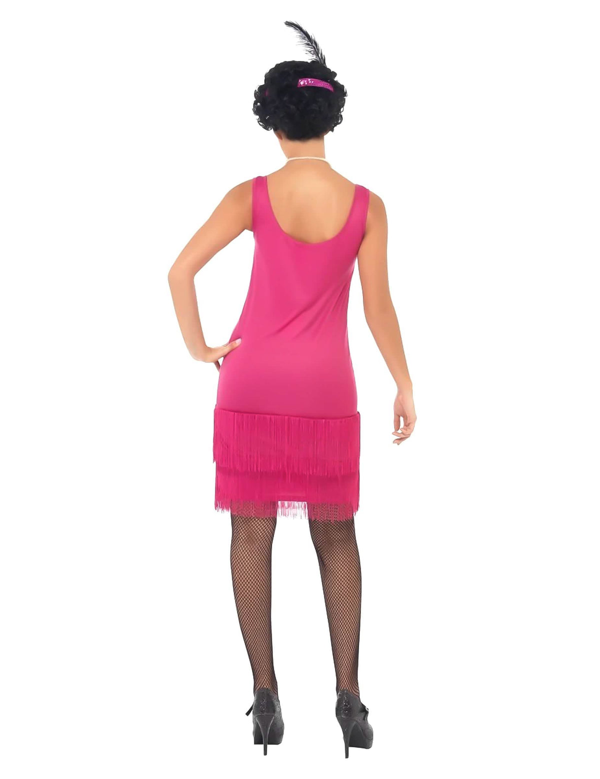 Rückansicht des Charleston (20er)-Kostüms für Damen Rosa, Pink