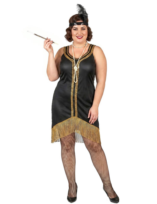 Charleston Kostüm schwarz-gold für Damen