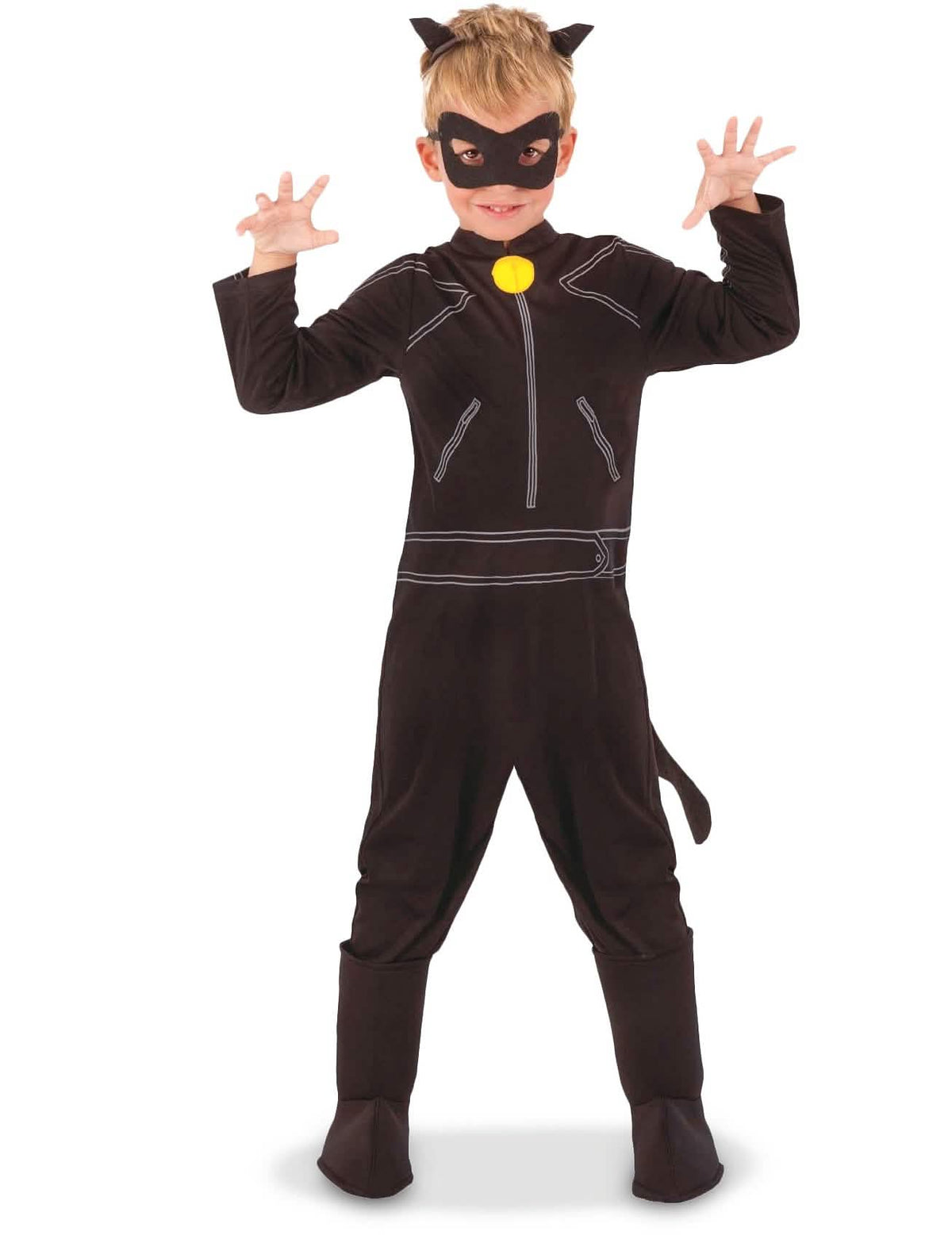 Klassisches Miraculous - Ladybug Katze Schwarz Kostüm für Kinder Schwarz mit Maske und Gelbem Glöckchen