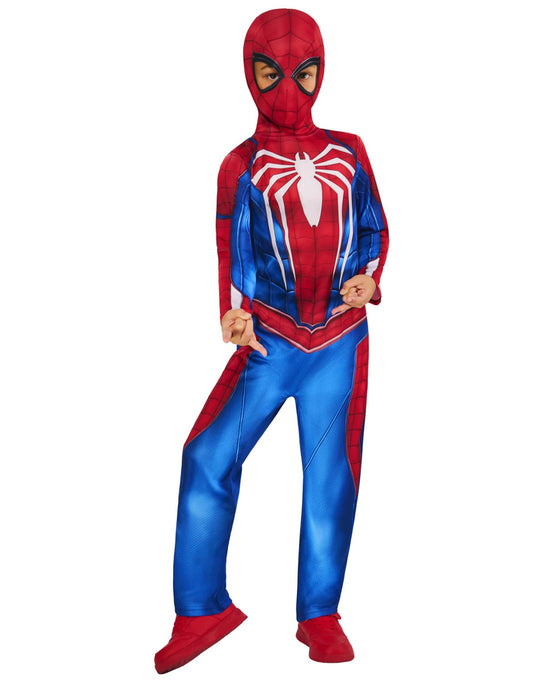 Pose dynamique du déguisement Spider-man gameverse pour enfant
