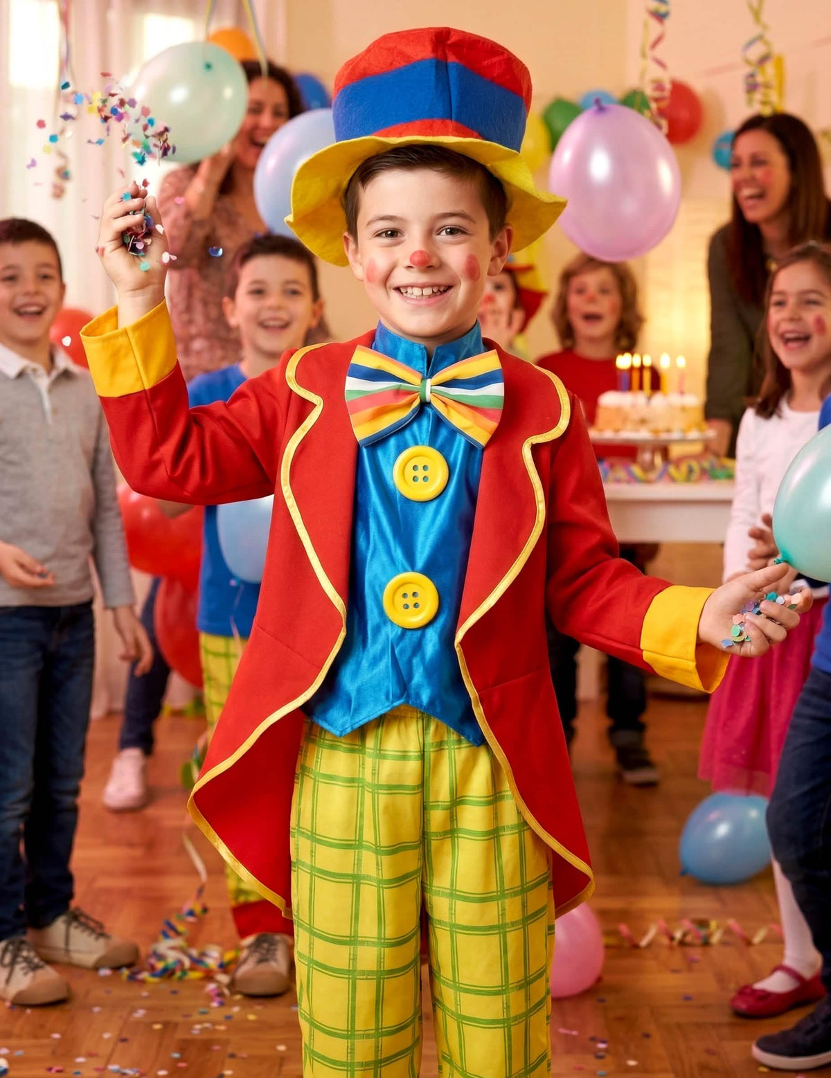 Festive Inszenierung des lustigen Clownkostüms für Jungen