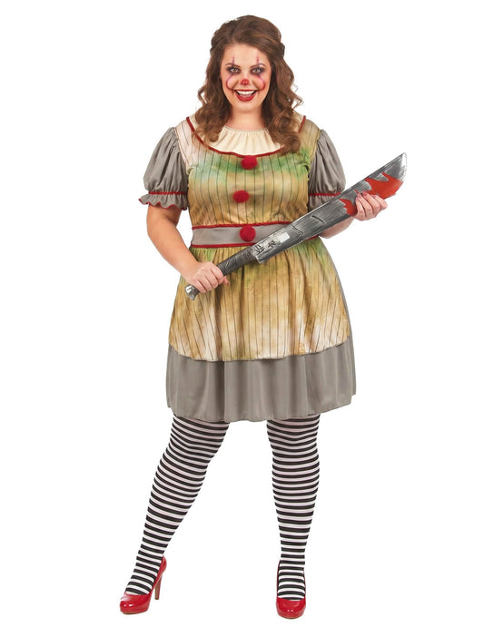 Damenkostüm gruseliger Clown Psycho-Clown Oversize große Größe