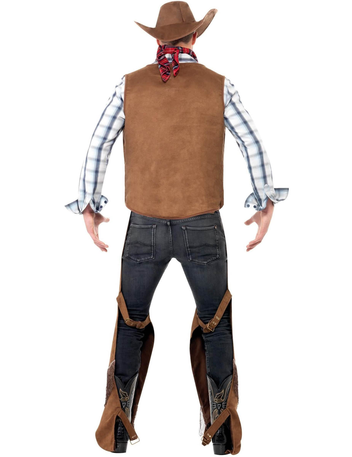 Rückansicht des Cowboy-Kostüms mit Fransen für Herren