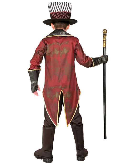 Vue de dos du déguisement directeur de cirque sinistre
