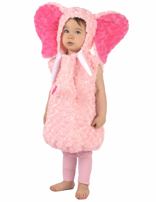 Vue de face du déguisement éléphant pour enfant rose