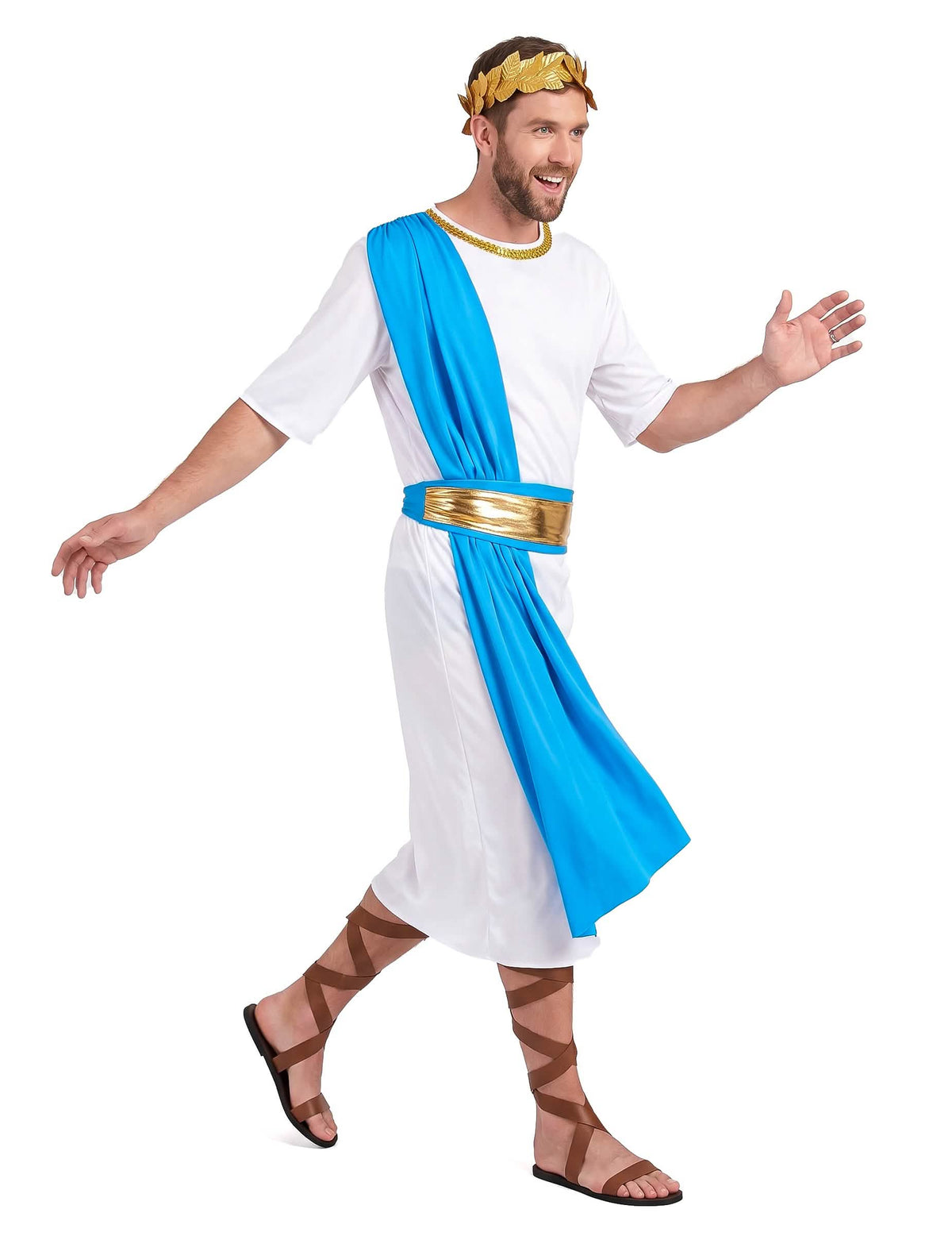 Griechischer Kaiser Kostüm für Herren weiss-blau-goldfarben